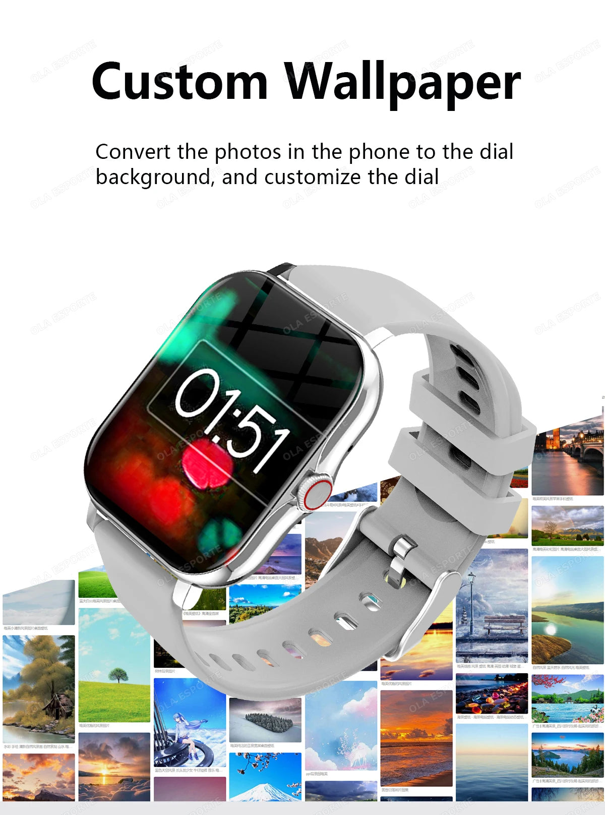 Smart watch, wireless calling /dial, multi -Sport mode, calling reminder and rejection, SMS reminder, for iPhone/Andriod