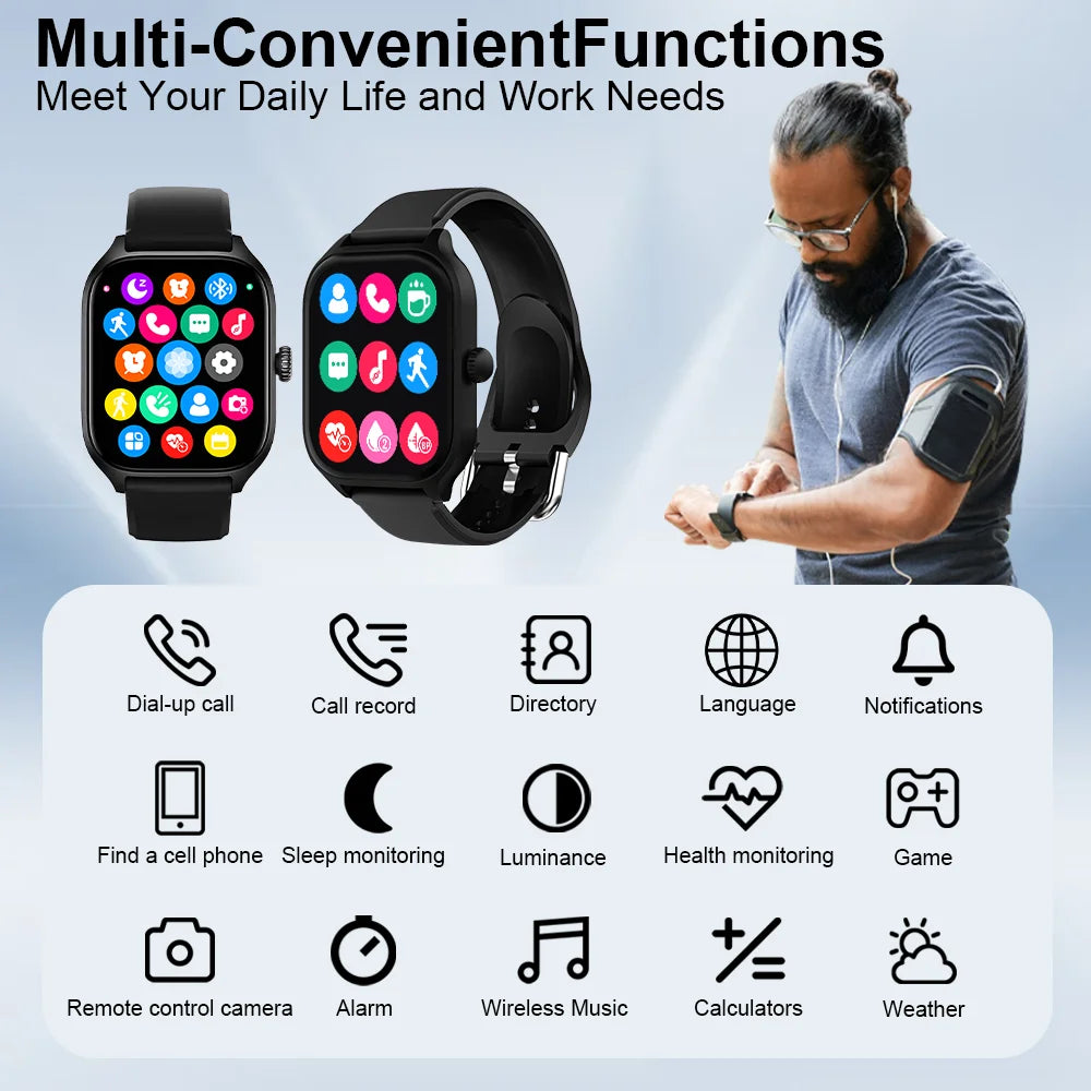 2025 New Fashion Smart Watch Heart Rate Monitor Sports Fitness Watch Waterproof Voice Call Smart Watch for Android IOS