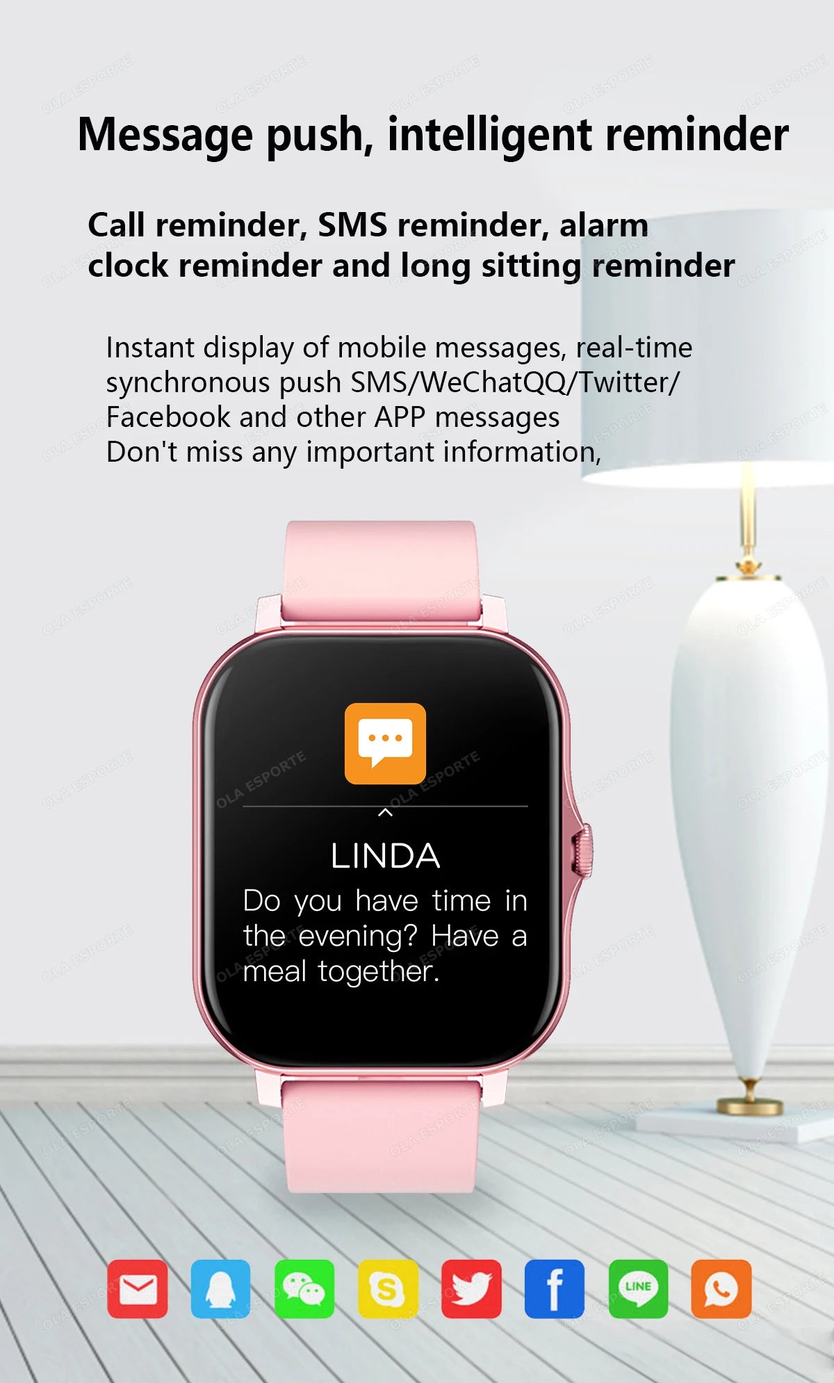 Smart watch, wireless calling /dial, multi -Sport mode, calling reminder and rejection, SMS reminder, for iPhone/Andriod